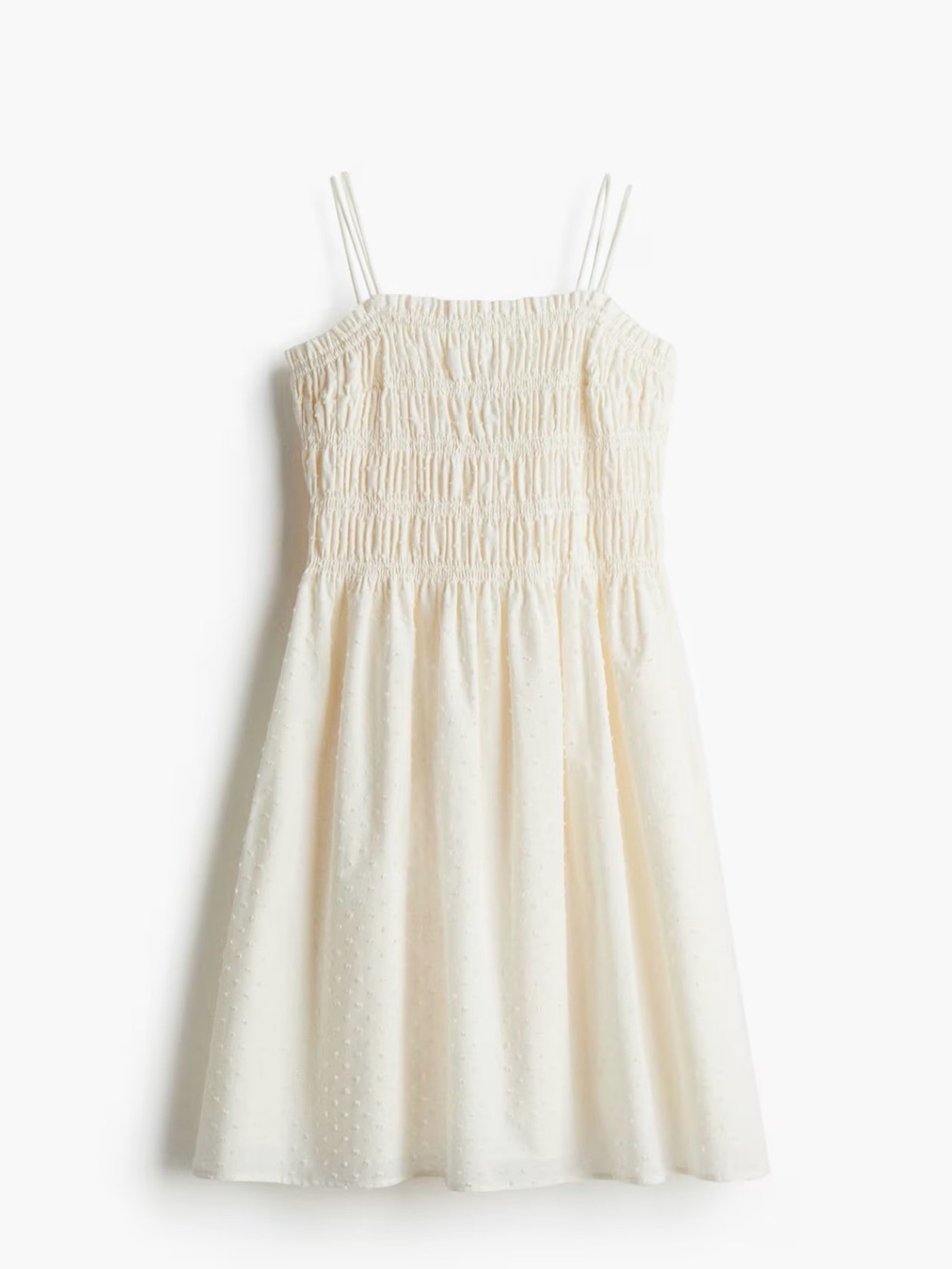 Women’s Cream Smocked Sundress with Spaghetti Straps